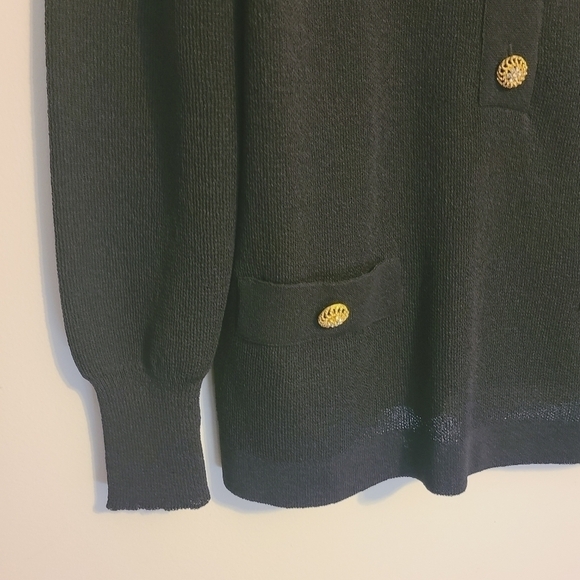 Castleberry | Women's Vintage Black Cardigan Sweater With Gold Buttons (Size 14) - Picture 8 of 14